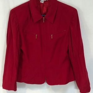 FY2 women’s 100% Silk  Red Jacket Sz S Long Sleeve